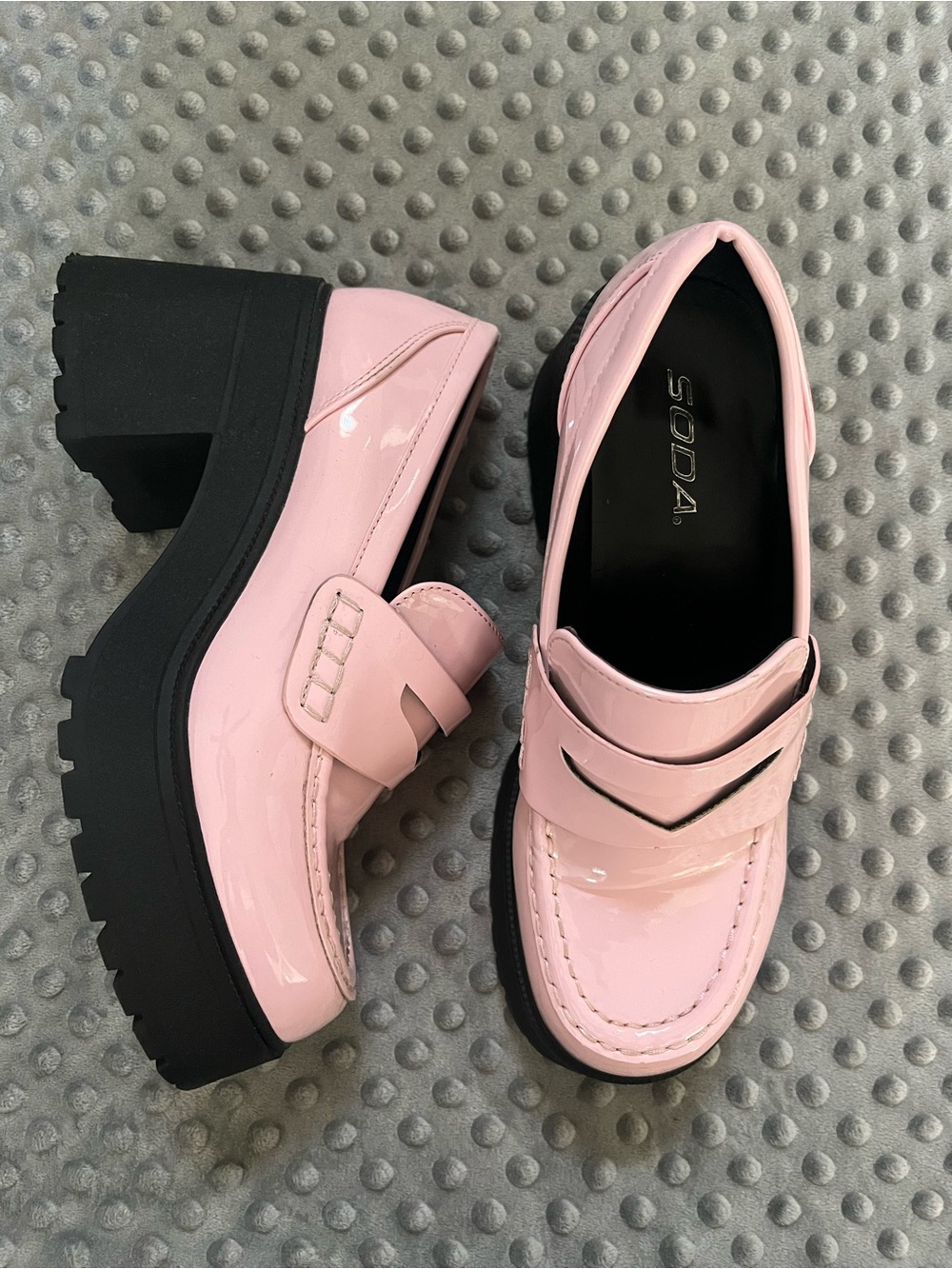 SODA Pink Patent Chunky Platform Loafers